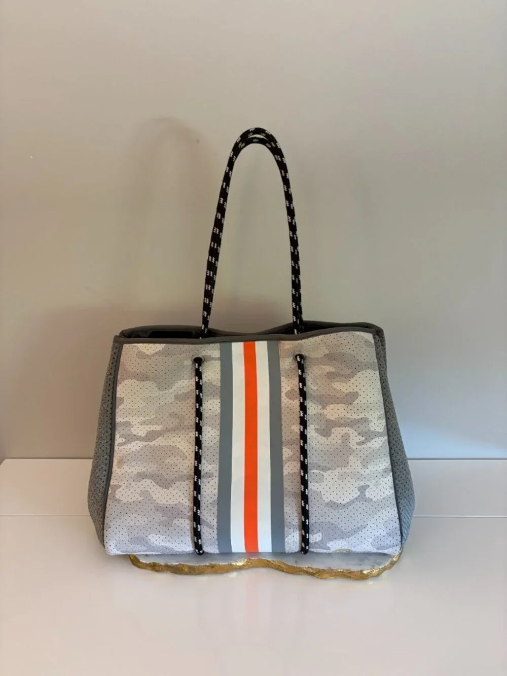 Prenelove Kingston Large Tote Gray Camo Neoprene Bag Zip Pouch Dust Bag